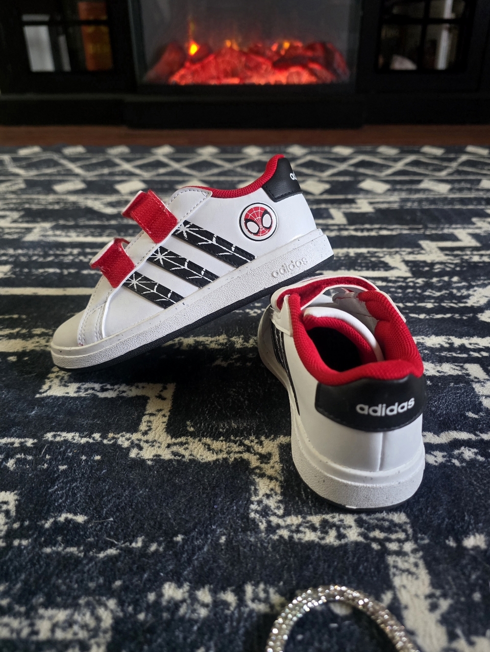 adidas White, Black And Red Spiderman Shoes